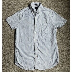 Women's J.Crew Blue & White Striped, Slim Short Sleeve Button Up Shirt, Small